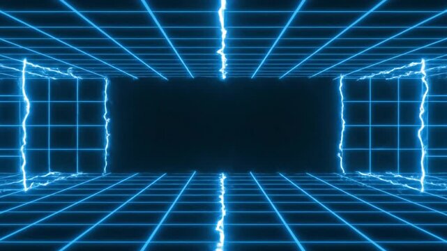 Digital Grid Illusion: Captivating visuals of a glowing, three-dimensional grid that creates a sense of depth and geometric wonder.