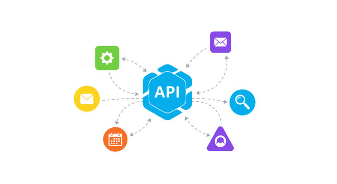API icons, application programming interface symbols, web development graphics, coding vector set