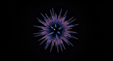 Fototapeta premium Dynamic geometric structures growing from a central point, illustrating boundless potential and infinite scaling against a dark void background, fractal, expansion, dark