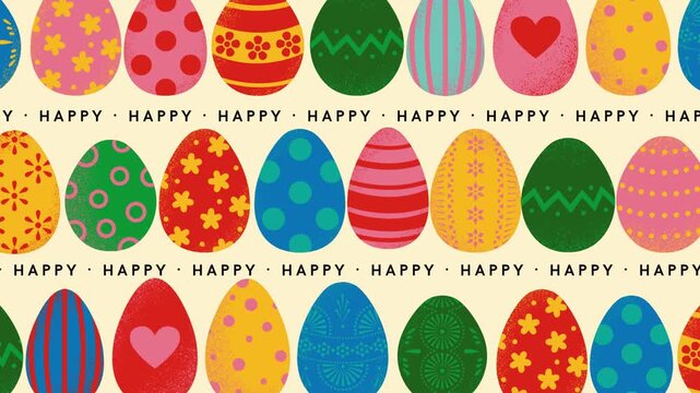 Happy Easter Colourful Cute Illustrated Eggs Greeting Video