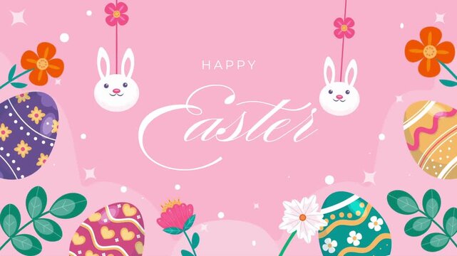 Happy Easter Pink Animated Greeting Video