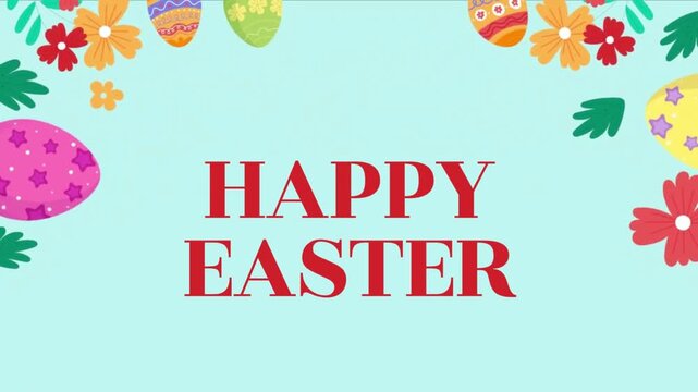 Happy Easter Blue Red Greeting Video