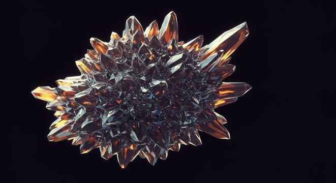 Hyperspatial distortion of a crystalline lattice, manifesting complex geometric transformation and non-linear volumetric change, system, chaos, deformation