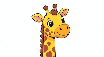 Obraz premium Cheerful Cartoon Style Giraffe Head with Brown Spots Illustration Asset