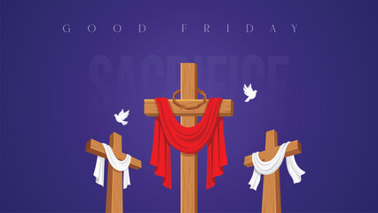 Naklejka premium Good Friday Peace of Holy Week Social Media Post, Web Banner, Status, Story
