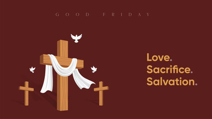 Naklejka premium Good Friday Peace of Holy Week Social Media Post, Web Banner, Status, Story