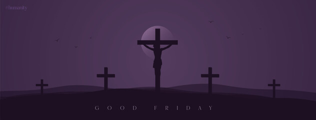 Naklejka premium Good Friday Peace of Holy Week Social Media Post, Web Banner, Status, Story