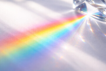 Naklejka premium Colorful rainbow spectrum created by light through crystal prism