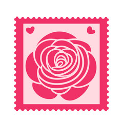 Obraz premium A pink rose stamp with hearts on a white background, a cute and simple vector graphic design