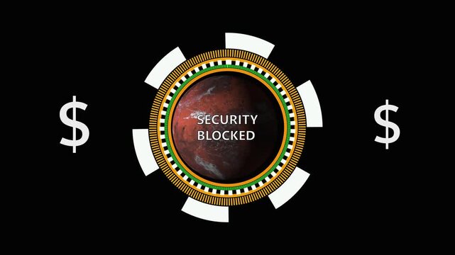 Security Blocked Warning Sign with Dollar Symbol on Dark Background security alert blocked access. 4k  video