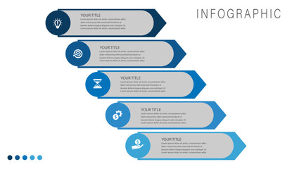 Fototapeta premium 5-Step business process infographic template with step by step workflow design elements