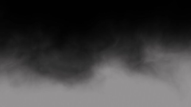 Soft white fog or smoke drifting over a dark background creating a cinematic atmospheric overlay. Seamless looping mist effect ideal for video editing, film scenes, and dramatic visual compositions.