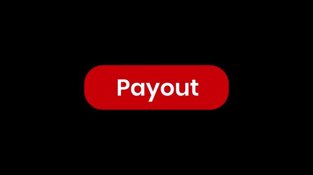 Minimalist red color rounded rectangle button with payout text being clicked by a white arrow pointer, ideal for e-commerce payment systems and professional business dashboard overlays.