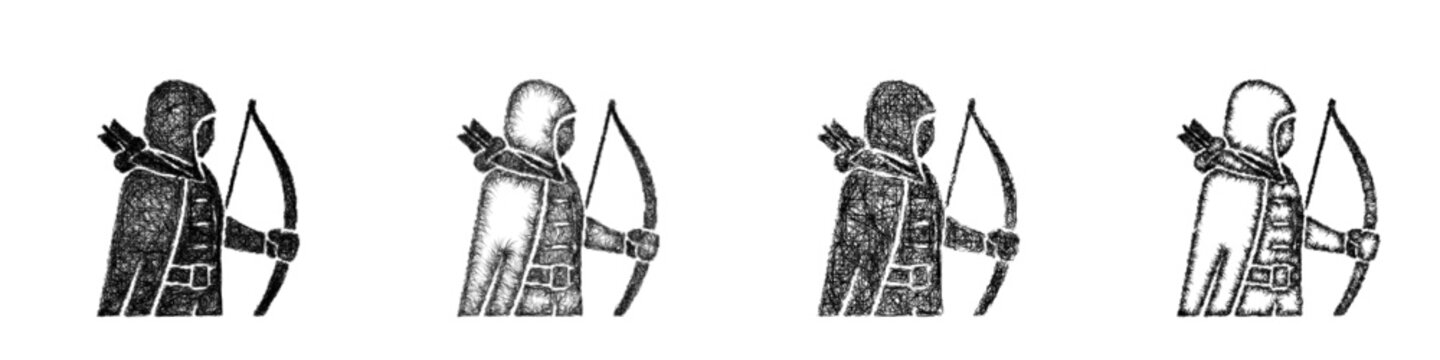 Sketch ranger class icon design set