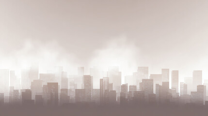 Fototapeta premium A foggy city skyline silhouette with a misty atmosphere creating a serene urban scene.