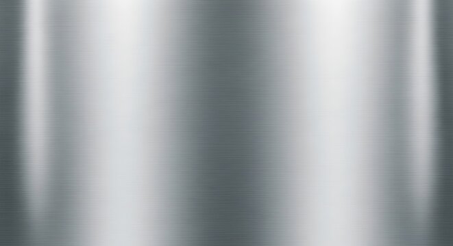 Brushed Silver Metal Texture Background with Vertical Light Reflections and Polished Steel Finish