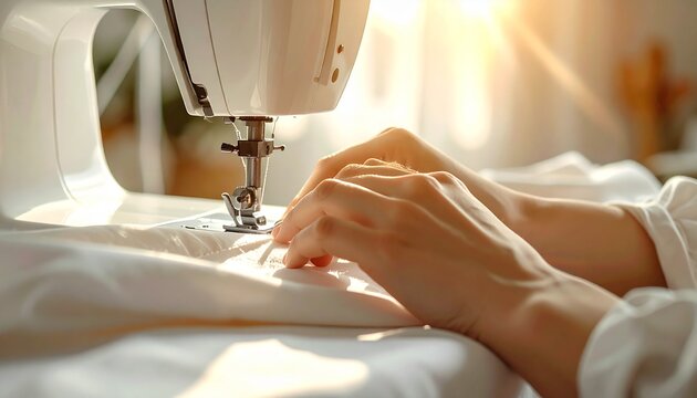 ミシン掛け　手元　裁縫　手芸　手仕事　作業　ハンドメイド　副業