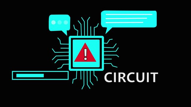 Animated circuit board. Digital technology background. Central computer processor CPU concept. Motherboard digital chip. PCB with free copy space for text or logo.