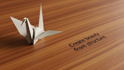 Elegant Origami Crane on Textured Wood Surface