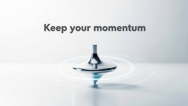 Shiny Metal Spinning Top Maintaining Momentum