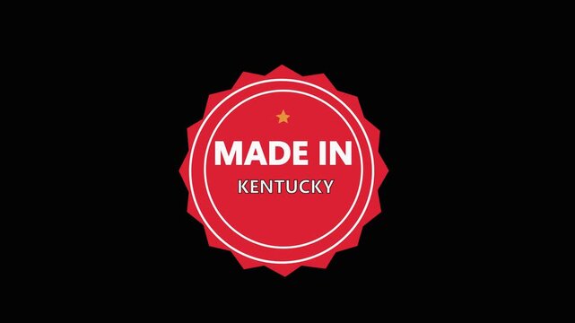 Made in Kentucky Round Stamp Badge Animation.Animated Red stamp with made in Kentucky. Suitable for labeling products, indicating origin or adding cultural touch to designs. 4k