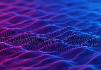 Abstract blue and purple background showing digital sonic wave forms repeating across the surface creating a modern dynamic visual effect, pulse, cool, acoustic