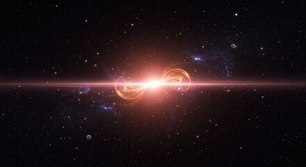 Obraz premium Abstract illustration of continuous, infinite energy flowing through deep cosmic space, symbolizing endless time and permanence, energy, conceptual, light