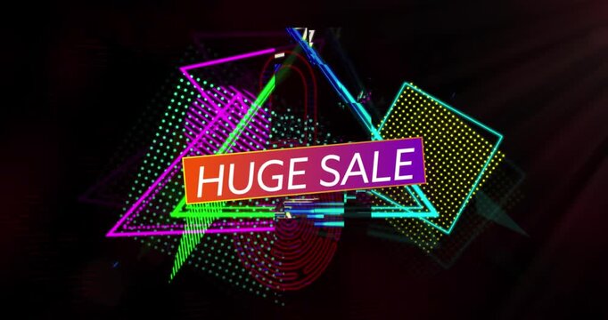 Animation of flash sale text over black background