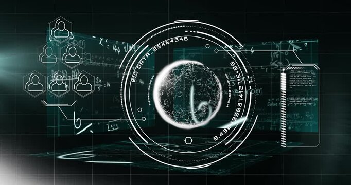 Animation of scope scanning and virus cell over brain