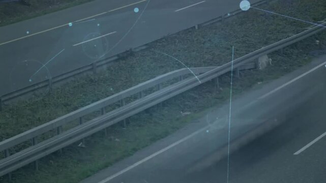 Animation of network of connections over road