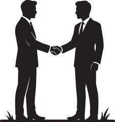 Fototapeta premium Colleagues Shaking Hands After Meeting Minimal Vector Silhouette Professional Illustration