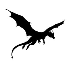Fototapeta premium Flying dragon silhouette - vector iillistration