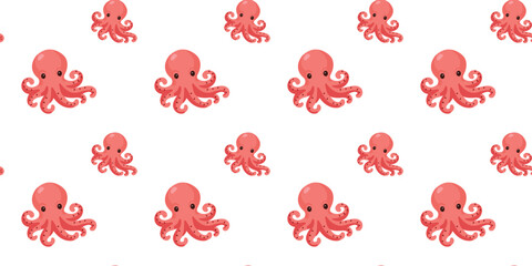 seamless cute octopus pattern on clean white background © Tetiana Kasatkina