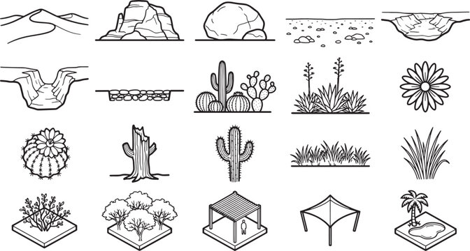 A collection of illustrations featuring a range of landscape elements.