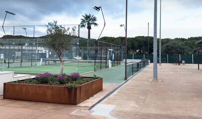 Fototapeta premium Tennis padel court grass turf blue sky