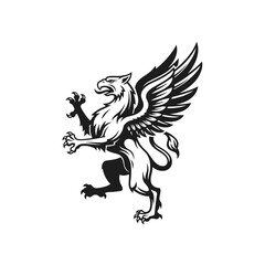 Obraz premium Classic Standing Griffin Line Art Illustration