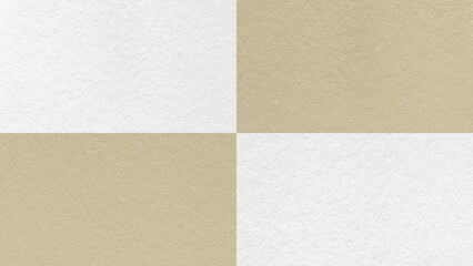Fototapeta premium White and warm beige checkered paper texture background with four sections and copy space. Geometric template with blocks