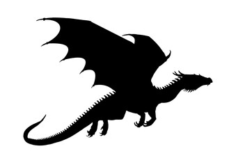 Obraz premium Flying dragon silhouette - vector iillistration