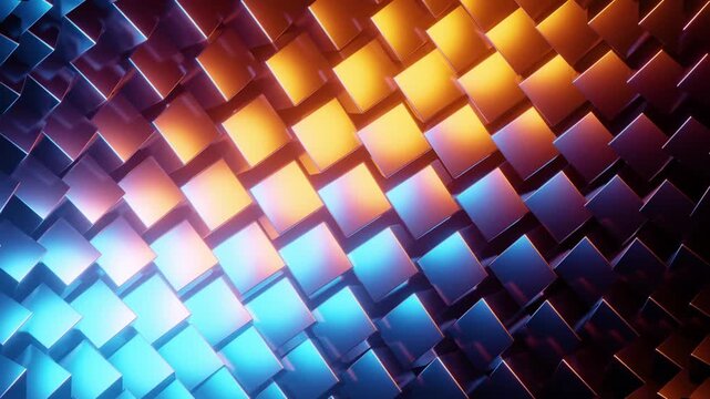 Animated background of rotating metal cubes