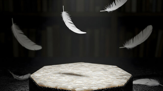 Rhomboid Black Wood Pulp Stage with Mother of Pearl Inlay