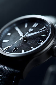 Precision timepiece macro on dark background