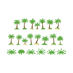 Obraz premium A collection of various palm trees and tropical foliage elements.