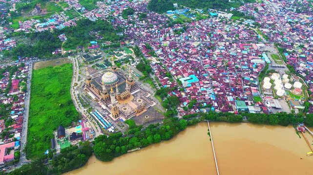 aerial view of the Baitul Mutaqien Islamic Center Mosque  in Samarinda