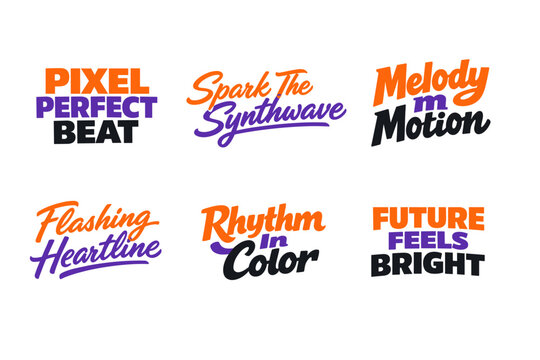 A Vibrant Showcase of Creative Typography Featuring Catchy Phrases and Bold Colors, Perfectly Blending Modern Design with Retro Aesthetics