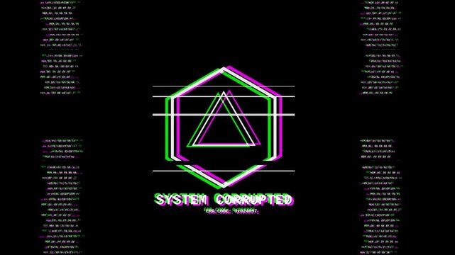 Glitch effect animated on security firewall system status secure unauthorized access system corrupted data motion graphic video