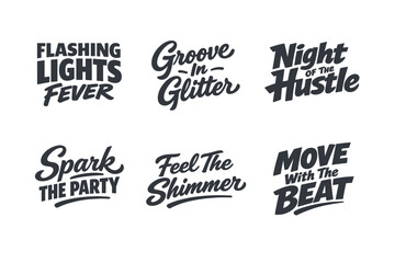 Fototapeta premium A Vibrant Collection of Expressive Typography Designs Celebrating Music, Dance, and Joyful Gatherings in a Playful, Energetic Style