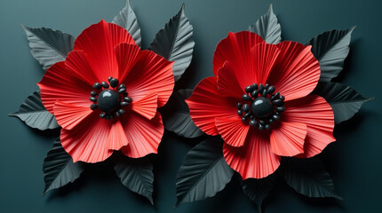 Obraz premium red flower on black