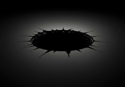A dark, endless void disrupting a perfectly smooth, bright plane, symbolizing total nonexistence, loss, and the nature of emptiness, void, deep, oblivion
