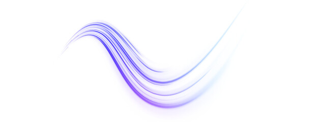Violet neon flowing waves with smooth motion trails. Abstract glowing lines convey futuristic speed and energy. Ideal PNG for digital, tech, or sci-fi backgrounds. © Vitalii