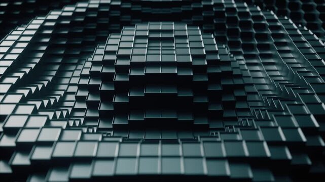 Animated background of rotating metal cubes